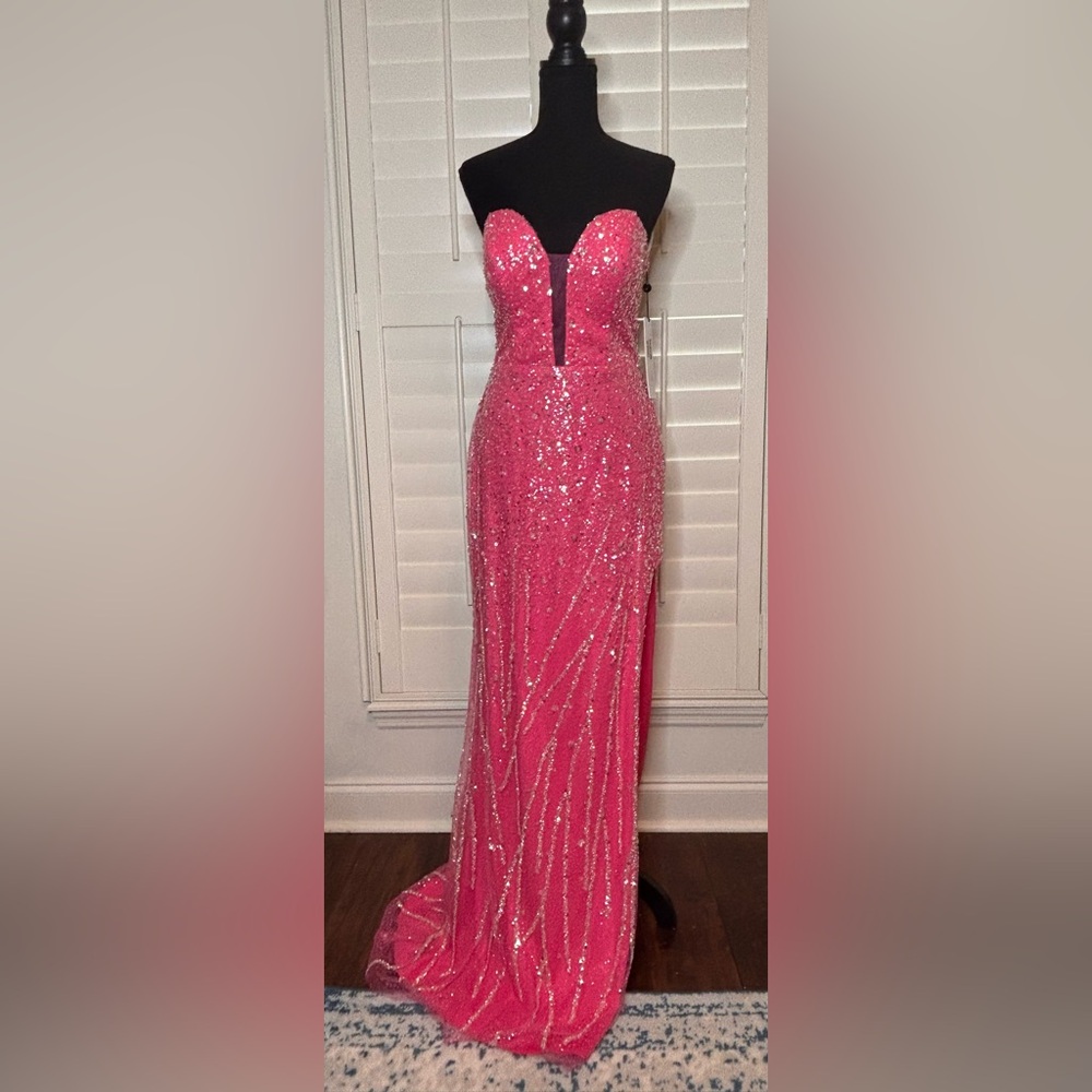 JVN Jovani JVN23787a prom dress Hot Pink size 12 new with tags